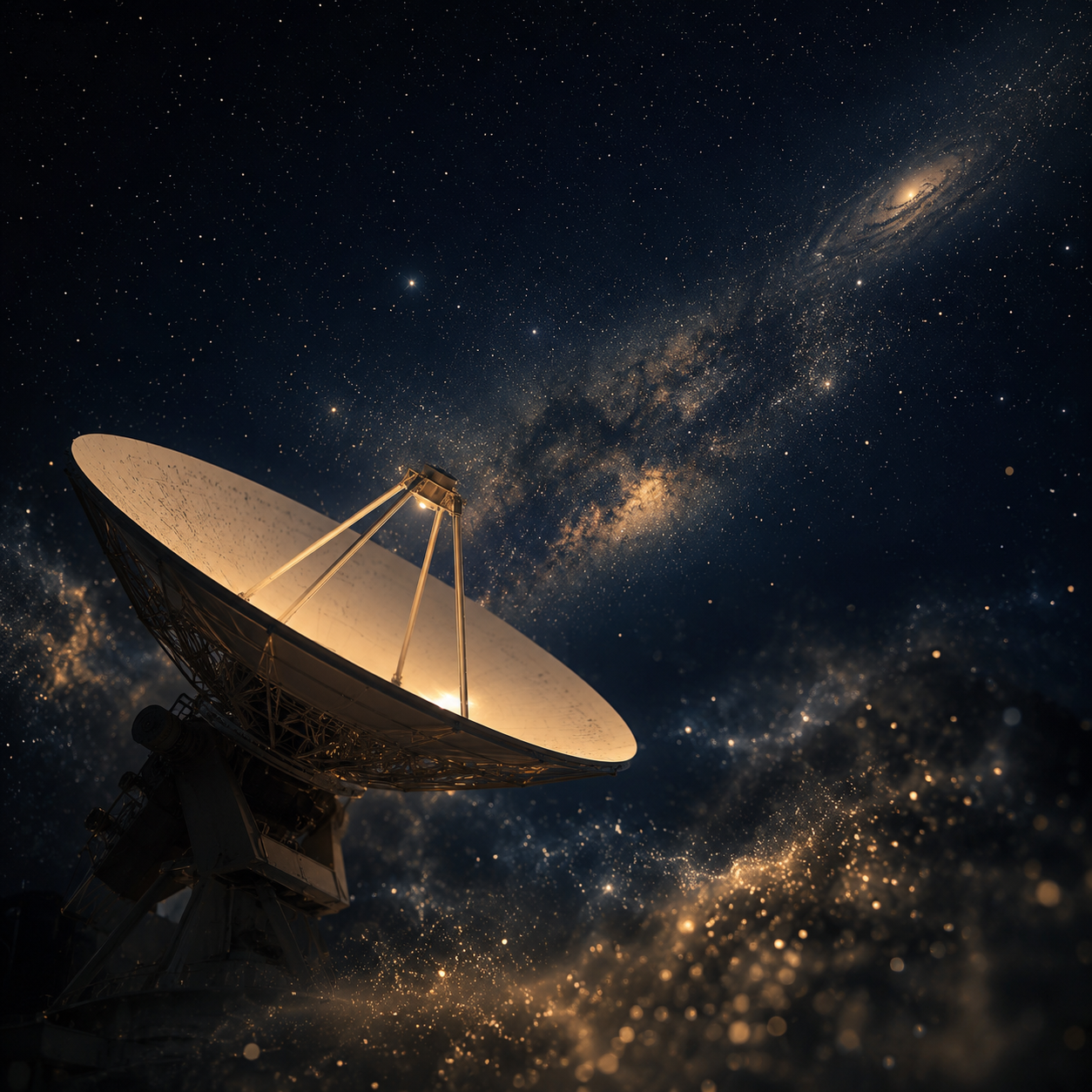Cosmic transmission dish beneath the Milky Way